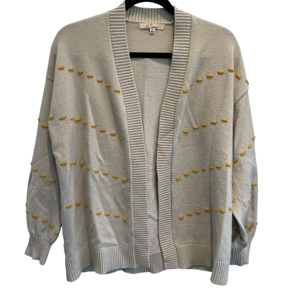 Cream Cardigan with Gold Chinky Embroidered Accents women's size m